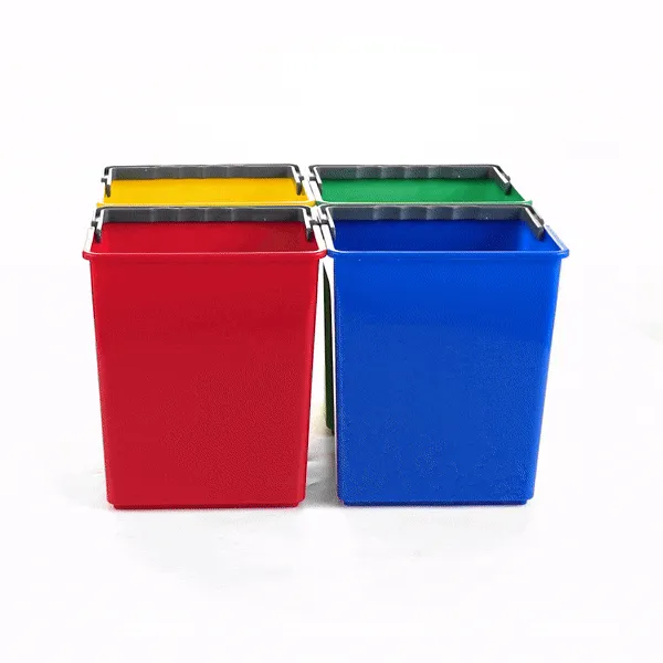 1 RW Clean 4 Qt Green Cleaning Bucket, 1 Blue Cleaning Bucket, 1 Red Cleaning Bucket and 1 Yellow Cleaning Bucket