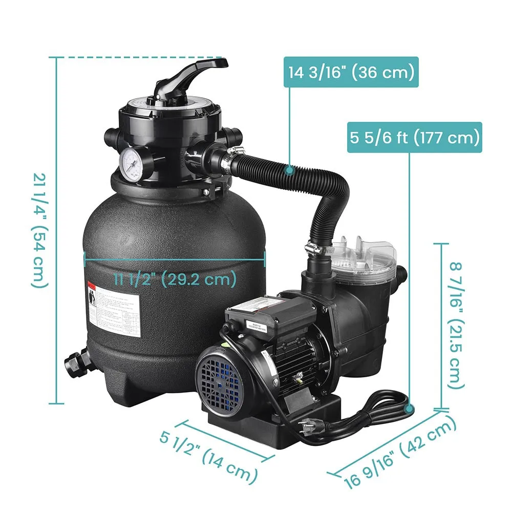 12" Pool Sand Filter and Pump for Above Ground