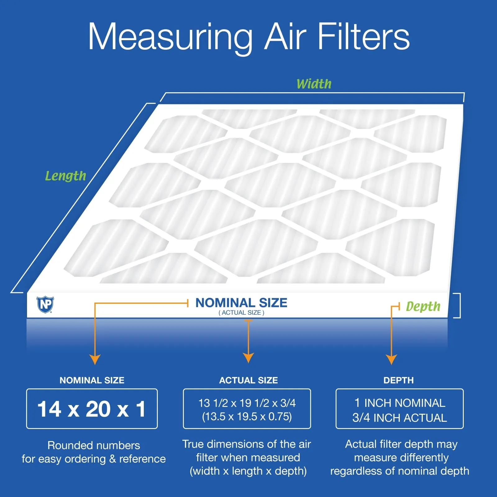 14x20x1 (13_1/2x19_1/2) Pleated Air Filters MERV 14 Plus Carbon 6 Pack