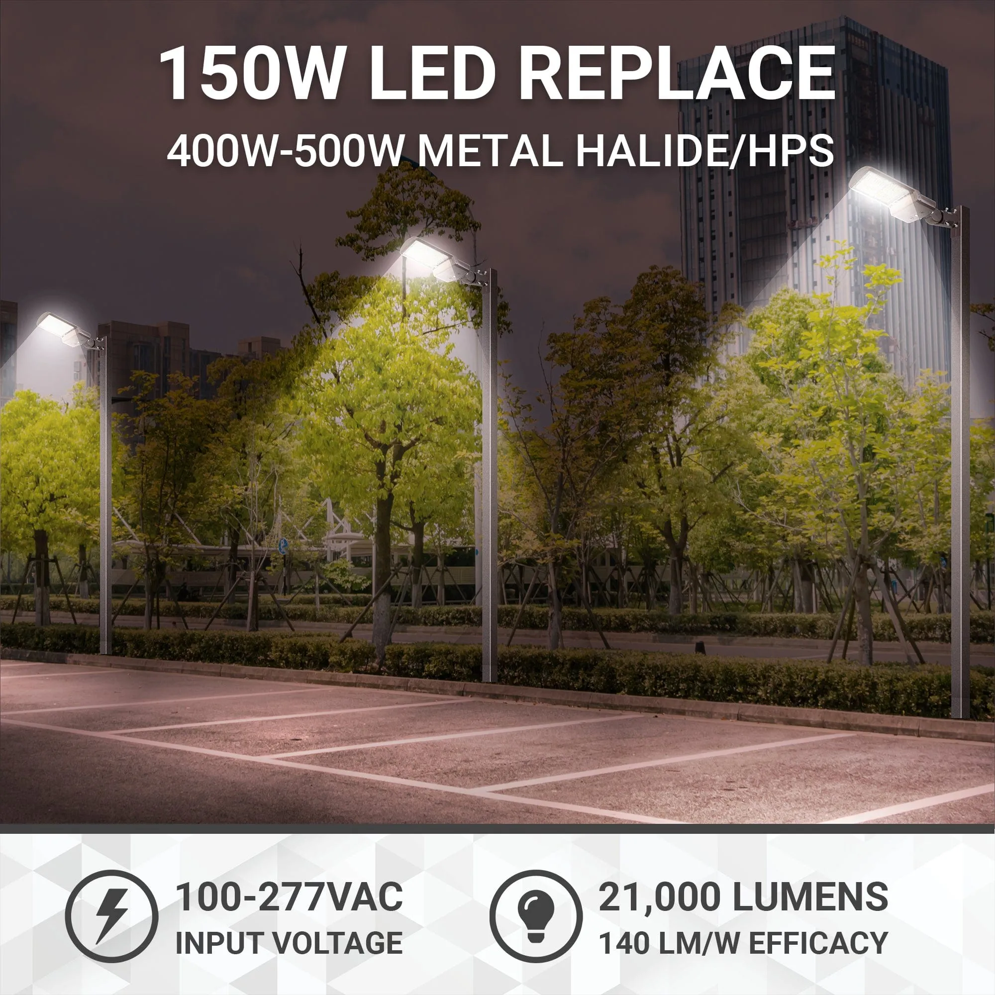 150W/120W/80W LED Area Light With Split Fit Mount - 3K/4K/5K CCT - 100-277VAC