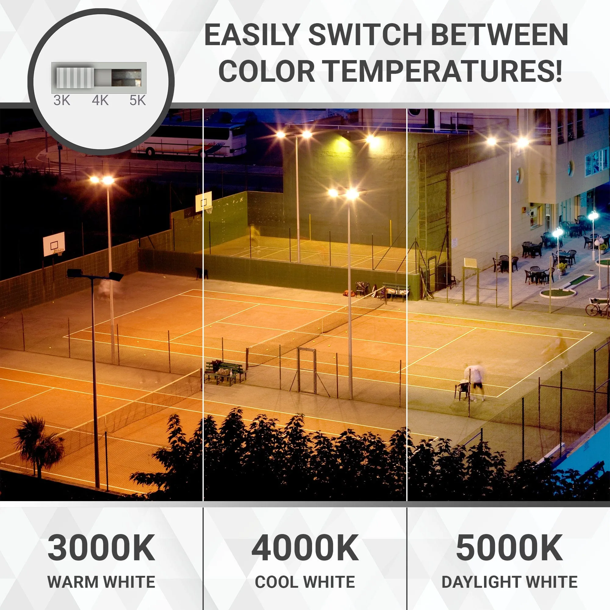 150W/120W/80W LED Area Light With Split Fit Mount - 3K/4K/5K CCT - 100-277VAC