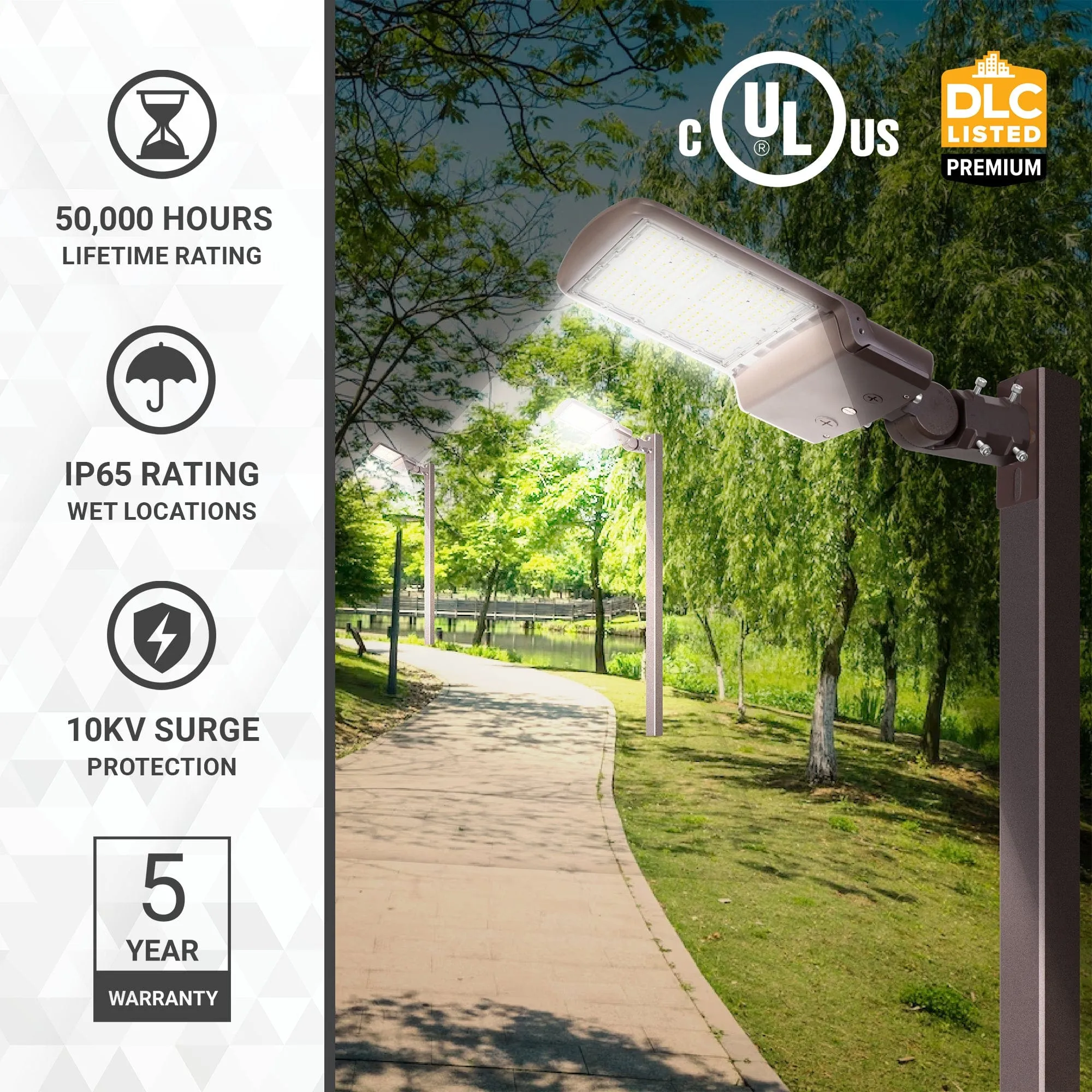 150W/120W/80W LED Area Light With Split Fit Mount - 3K/4K/5K CCT - 100-277VAC