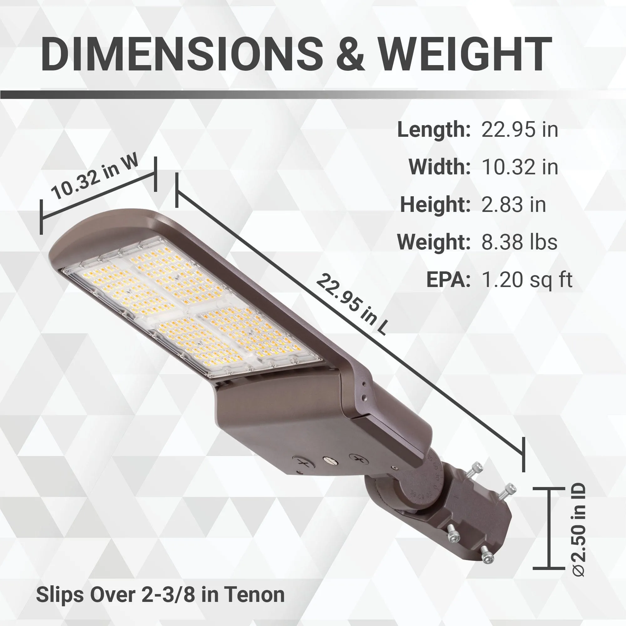 150W/120W/80W LED Area Light With Split Fit Mount - 3K/4K/5K CCT - 100-277VAC