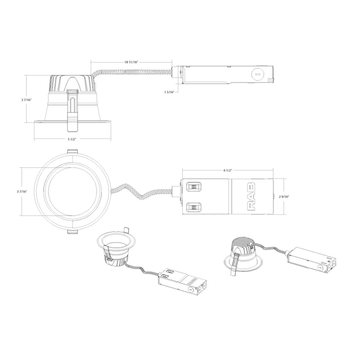 4" Commercial Downlight, 2000 Lumens, 12|16|20W, 2700K to 5000K, ELV/0-10V, 120-277V
