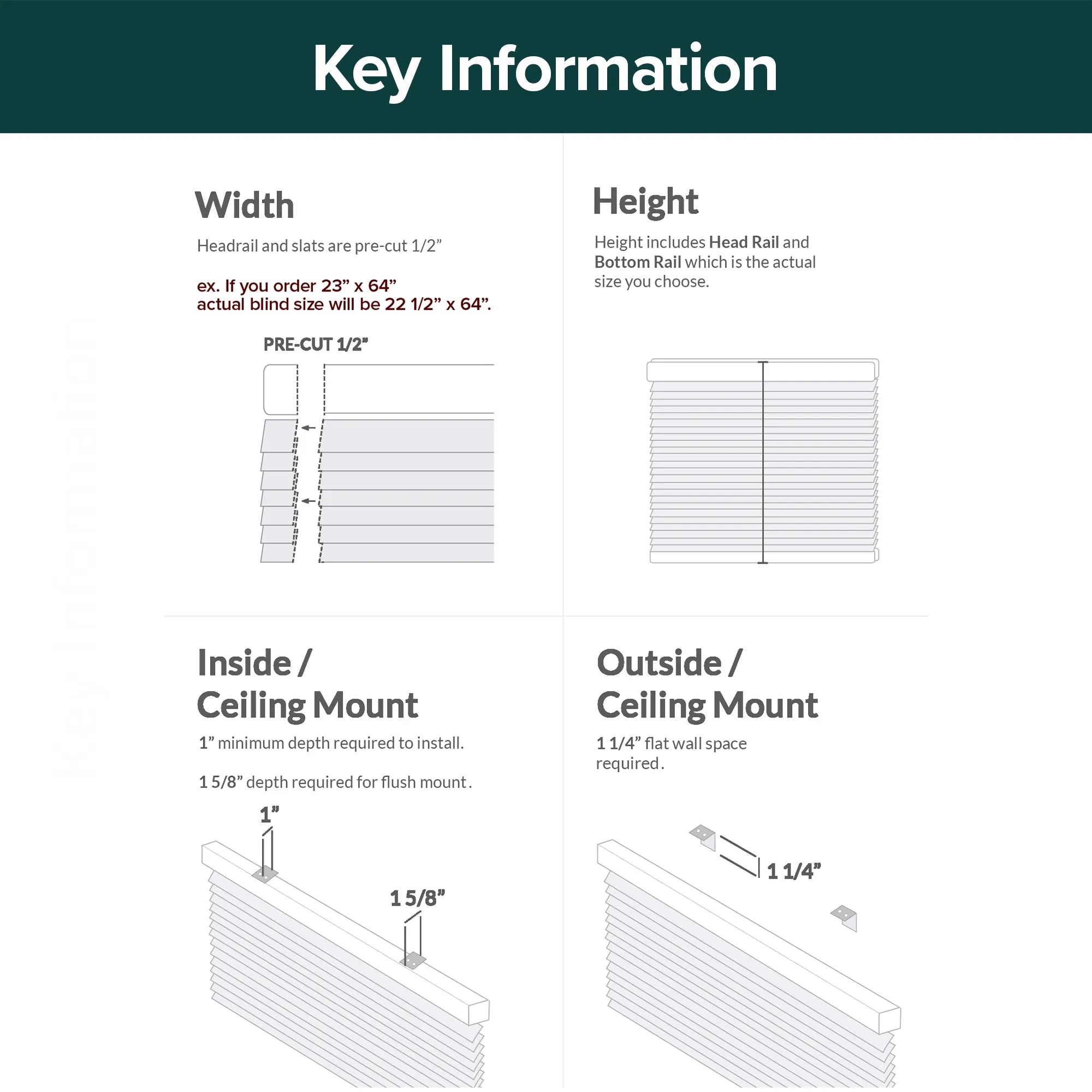 60-INCH HEIGHTS | Blackout 1" Slats | Midnight