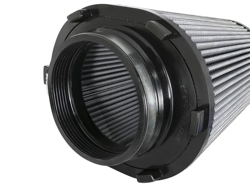 aFe Power Magnum FLOW Pro DRY S Conical Air Filter Element - 9 in L x 7-1/2 in W Base - 6-3/4 in x 5-1/2 in Top - 5 in Flange - 9 in Tall - White