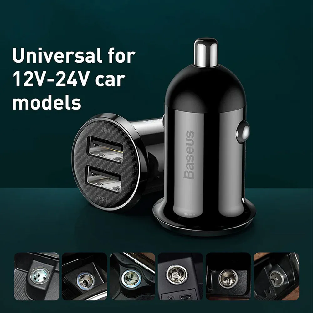 Baseus Grain Pro CCXML-U Car Charger 2x USB 4.8A Fast Charging - Black