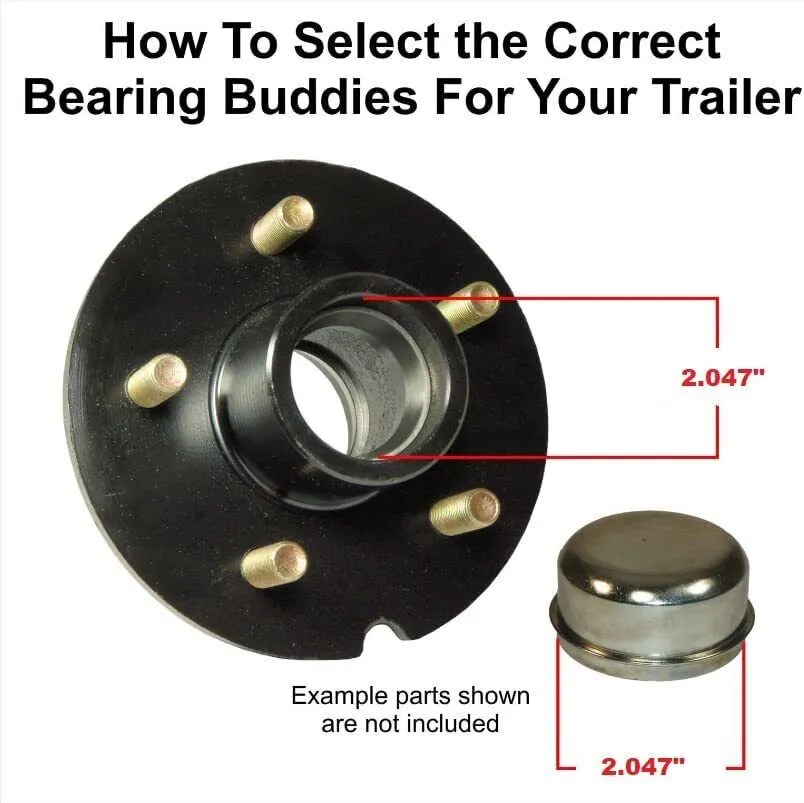 Bearing Buddy Wheel Bearing Protectors with Bra, Pair, Chrome, 2.047"