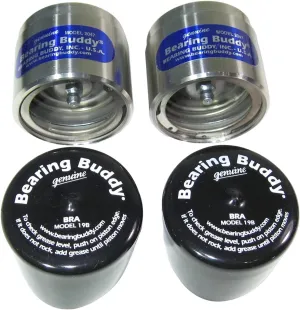 Bearing Buddy Wheel Bearing Protectors with Bra, Pair, Chrome, 2.047"