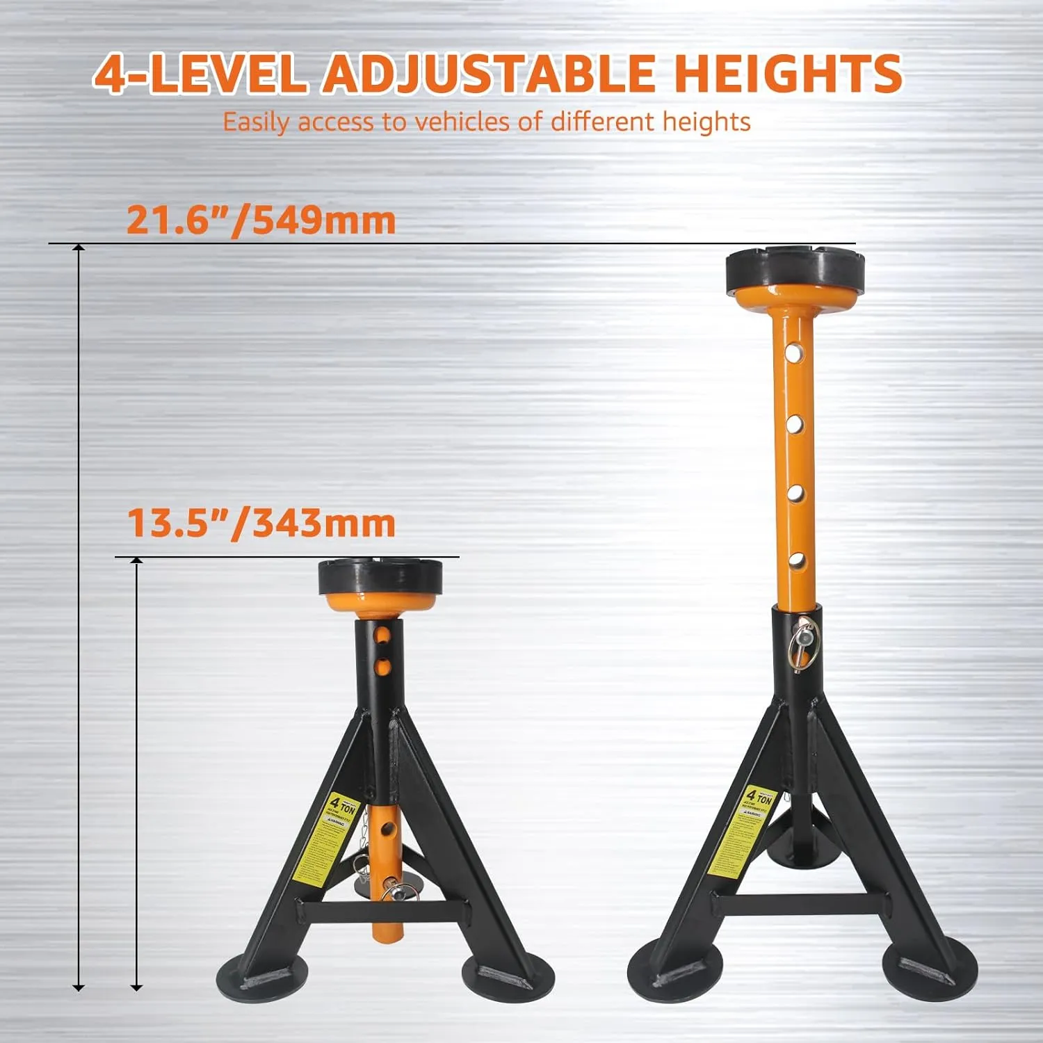 BESTOOL Heavy Duty Jack Stands 4 ton, Jack Stand with Security Locking Pins 8,000 lbs Capacity, 2 Pack (Black)