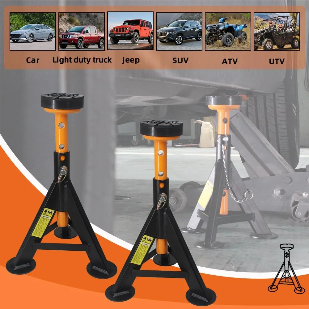 BESTOOL Heavy Duty Jack Stands 4 ton, Jack Stand with Security Locking Pins 8,000 lbs Capacity, 2 Pack (Black)