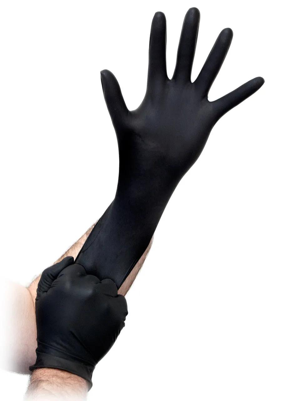Black Nitrile Heavy Duty Powder Free Disposable Gloves 100 Per Box