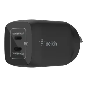 BoostCharge Pro Dual USB-C GaN Wall Charger with PPS 65W — Black