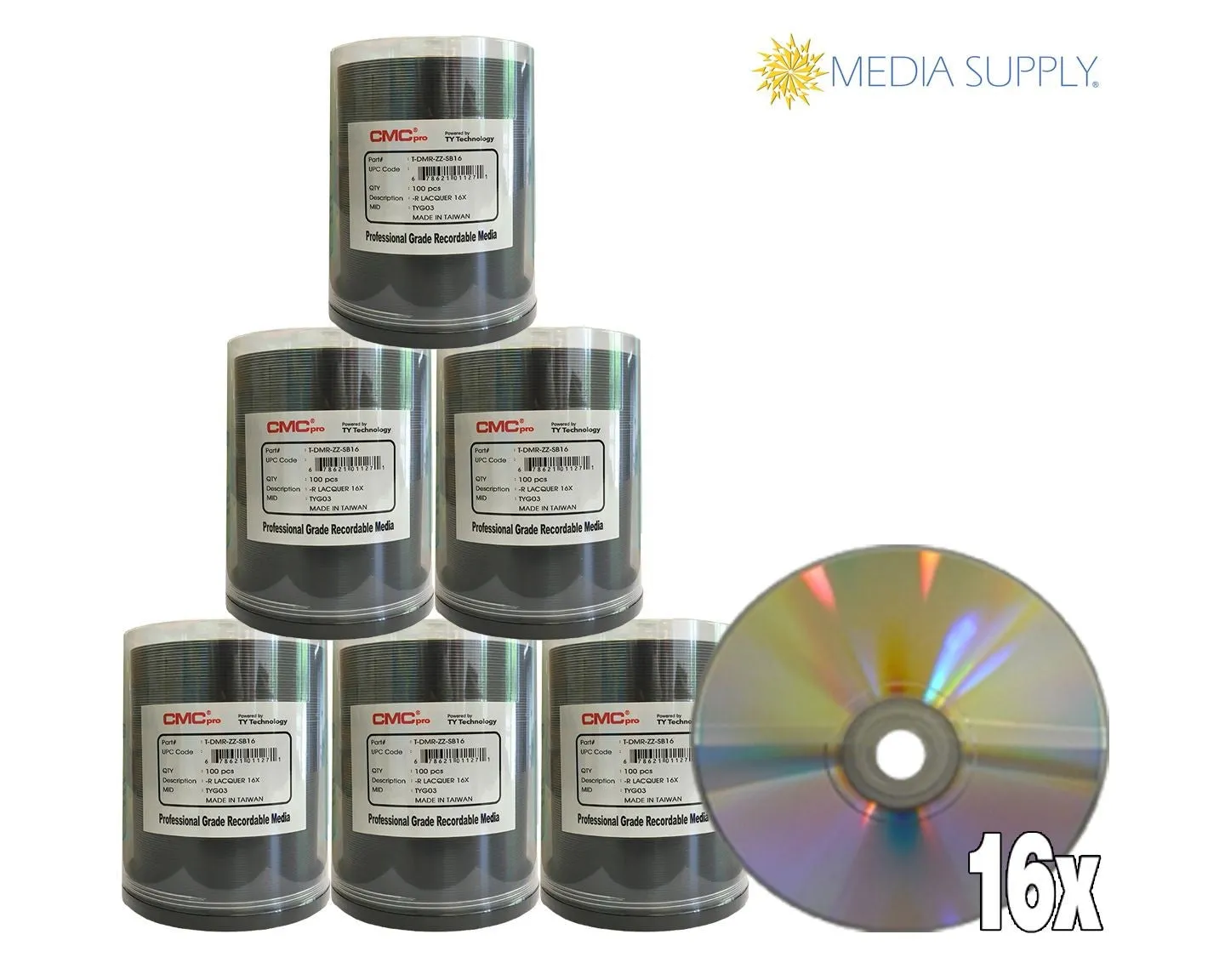 CMC Pro - Powered by TY 16x DVD-R Silver Lacquer - 600 Pack