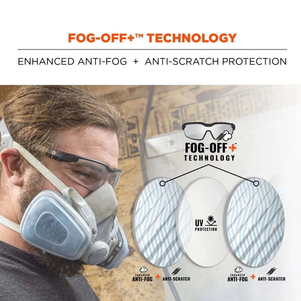 Ergodyne 50066 DELLENGER-AFS Clear Lens Matte Black Anti-Fog & Scratch-Resistant Glasses Adj. Temp.