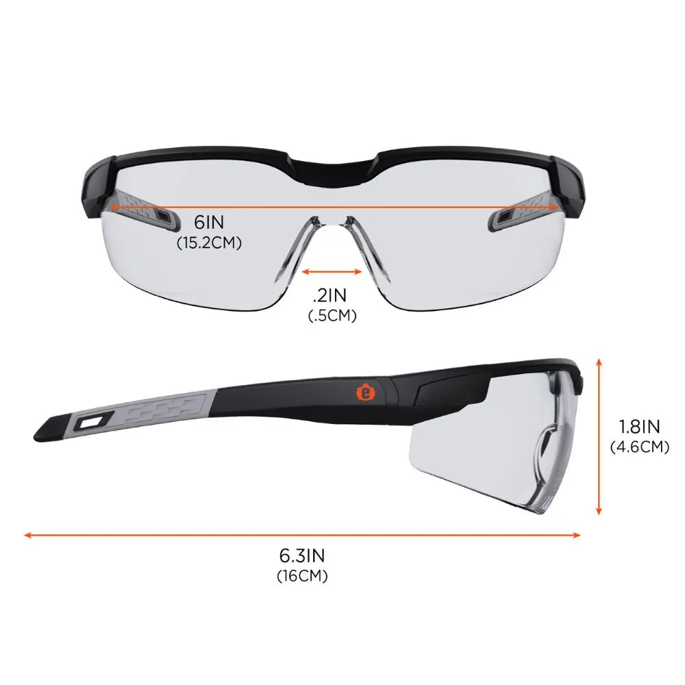 Ergodyne 50066 DELLENGER-AFS Clear Lens Matte Black Anti-Fog & Scratch-Resistant Glasses Adj. Temp.