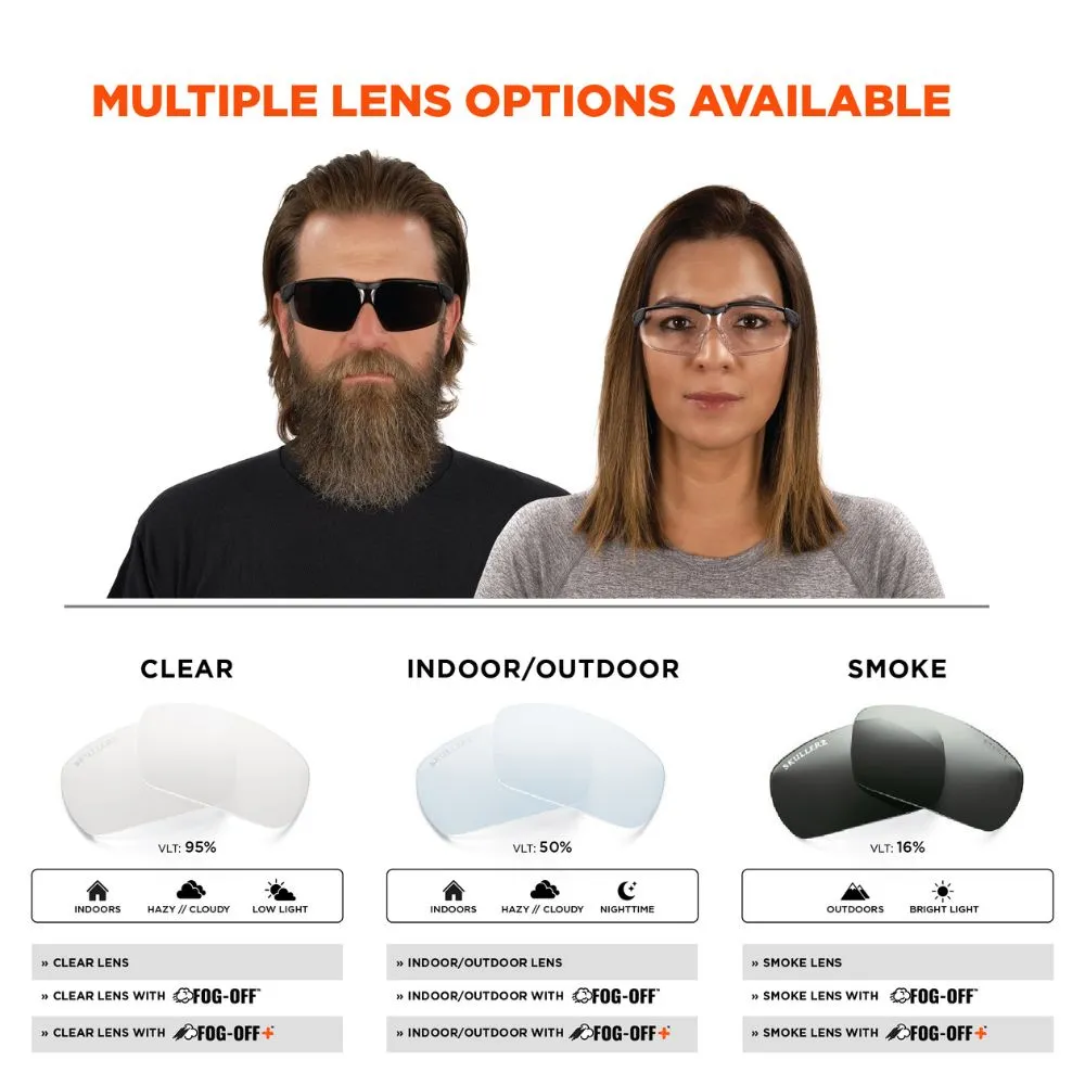 Ergodyne 50066 DELLENGER-AFS Clear Lens Matte Black Anti-Fog & Scratch-Resistant Glasses Adj. Temp.
