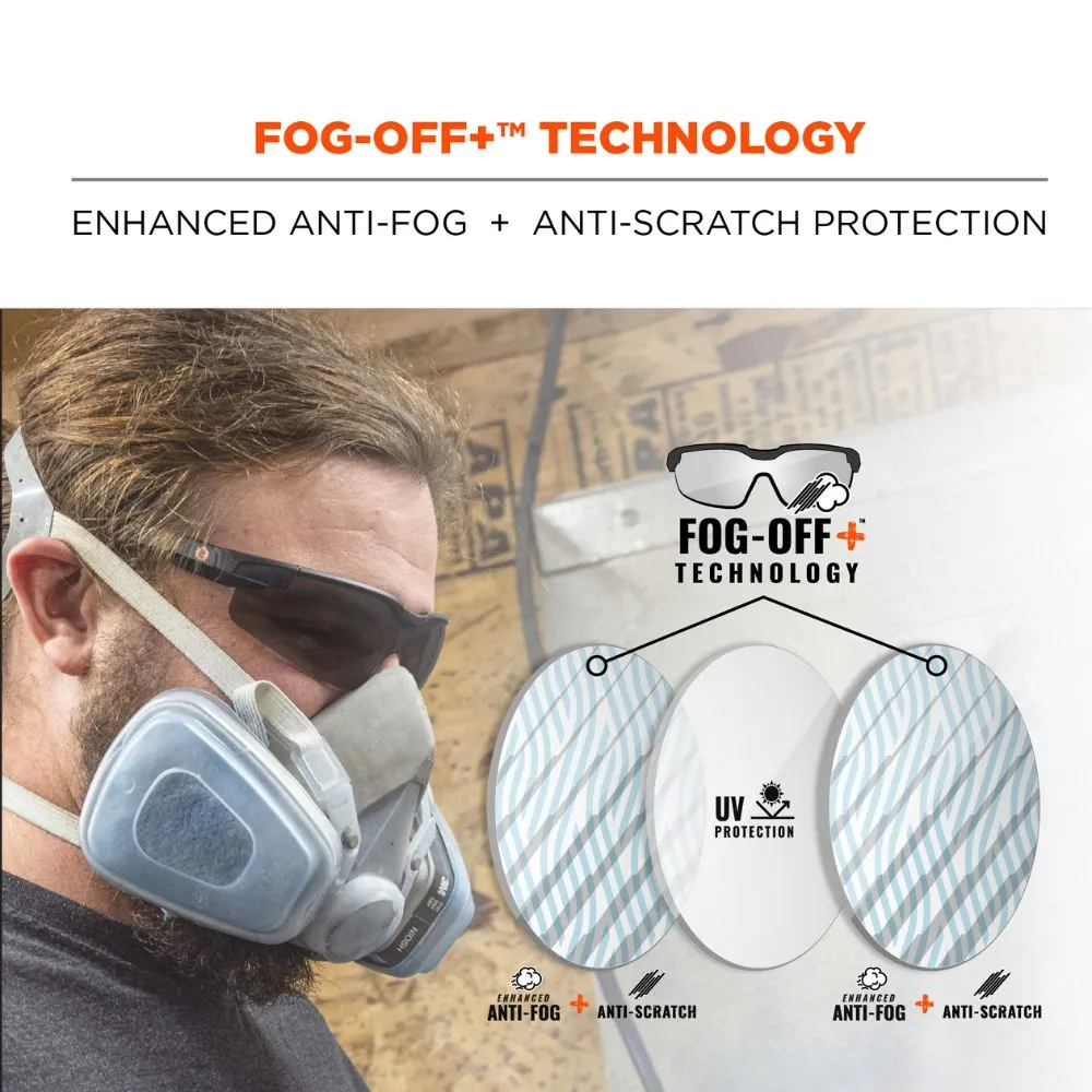Ergodyne 50068 DELLENGER-AFS Smoke Lens Matte Black Anti-Fog & Scratch-Resistant Glasses Adj. Temp.