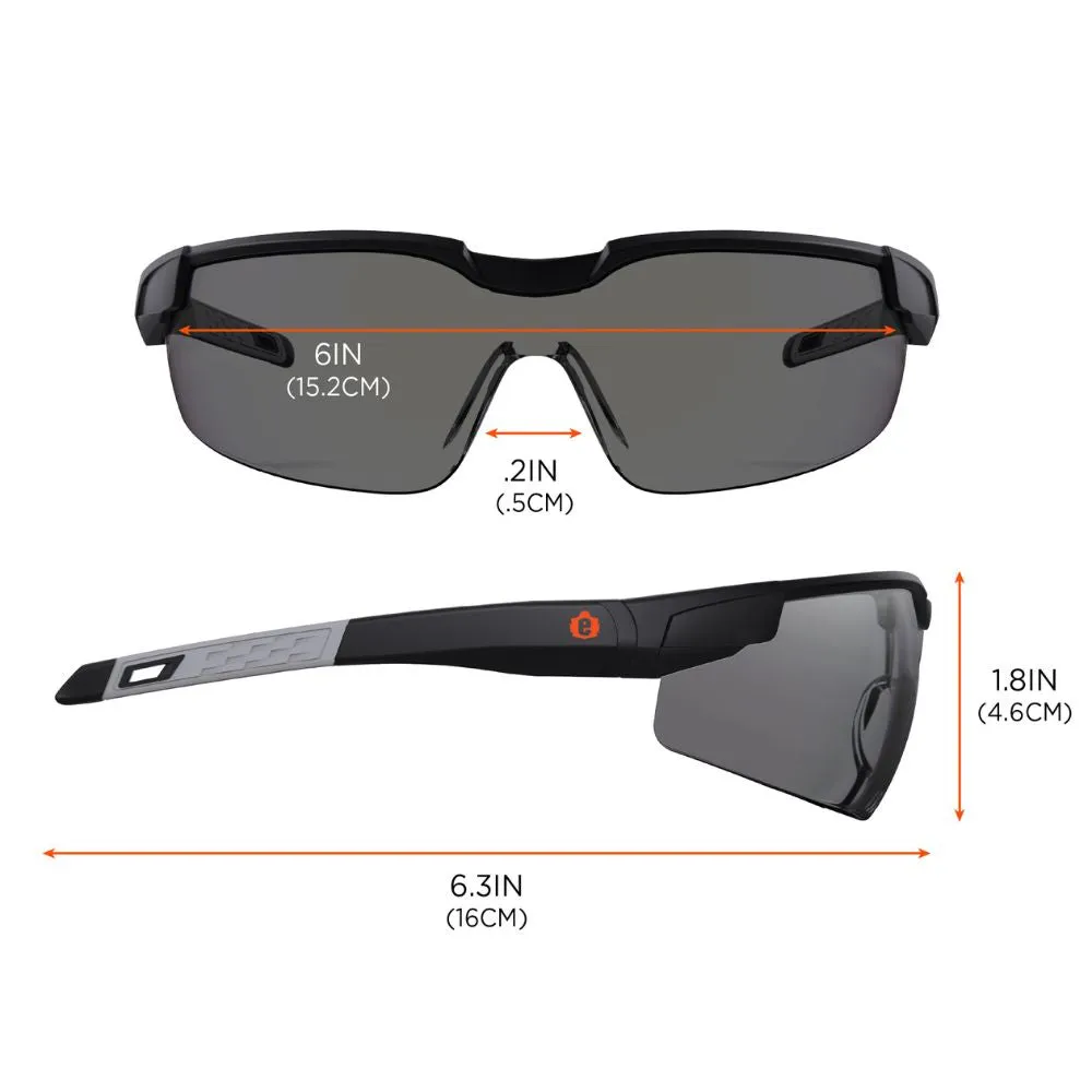 Ergodyne 50068 DELLENGER-AFS Smoke Lens Matte Black Anti-Fog & Scratch-Resistant Glasses Adj. Temp.