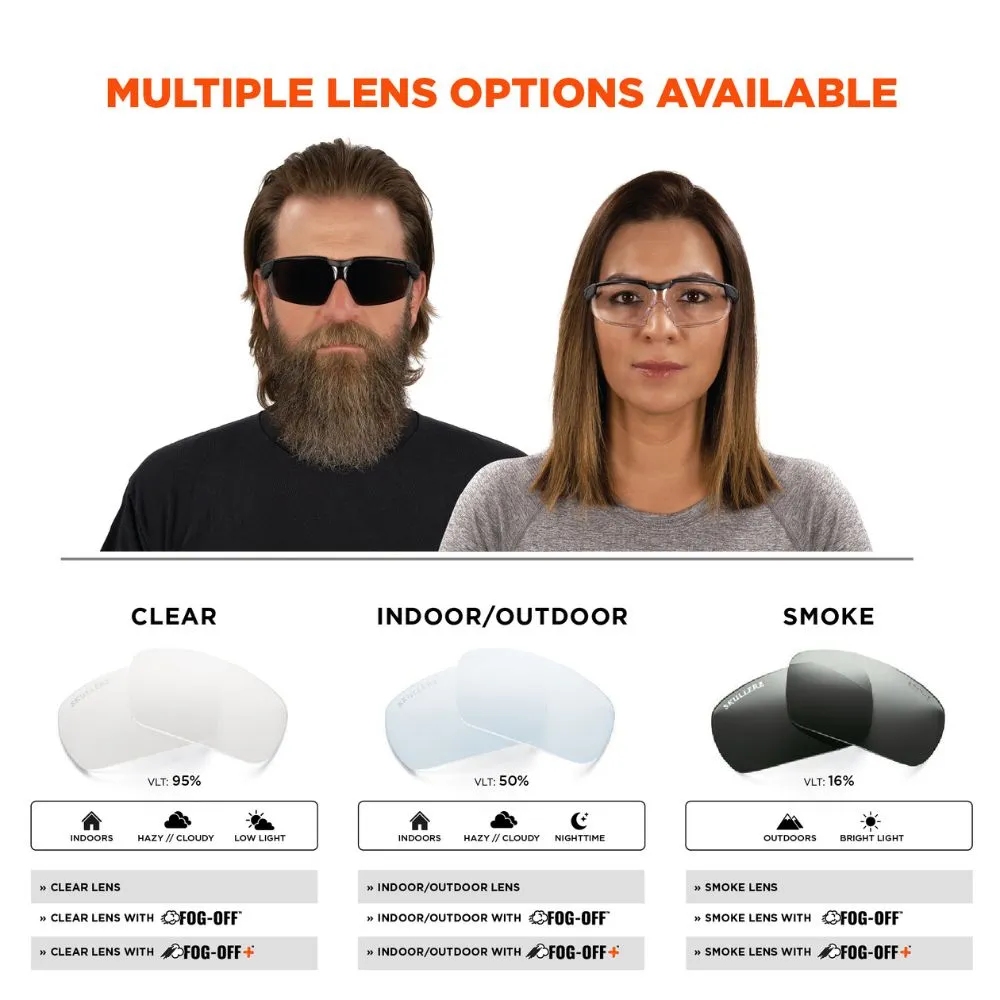 Ergodyne 50068 DELLENGER-AFS Smoke Lens Matte Black Anti-Fog & Scratch-Resistant Glasses Adj. Temp.