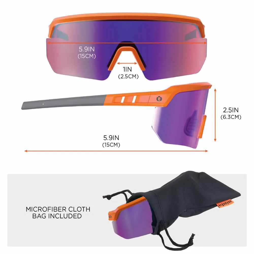 Ergodyne 55020 AEGIR-AFASM Orange Frame Purple Mirror Lens Anti Scratch Anti Fog Safety Glasses