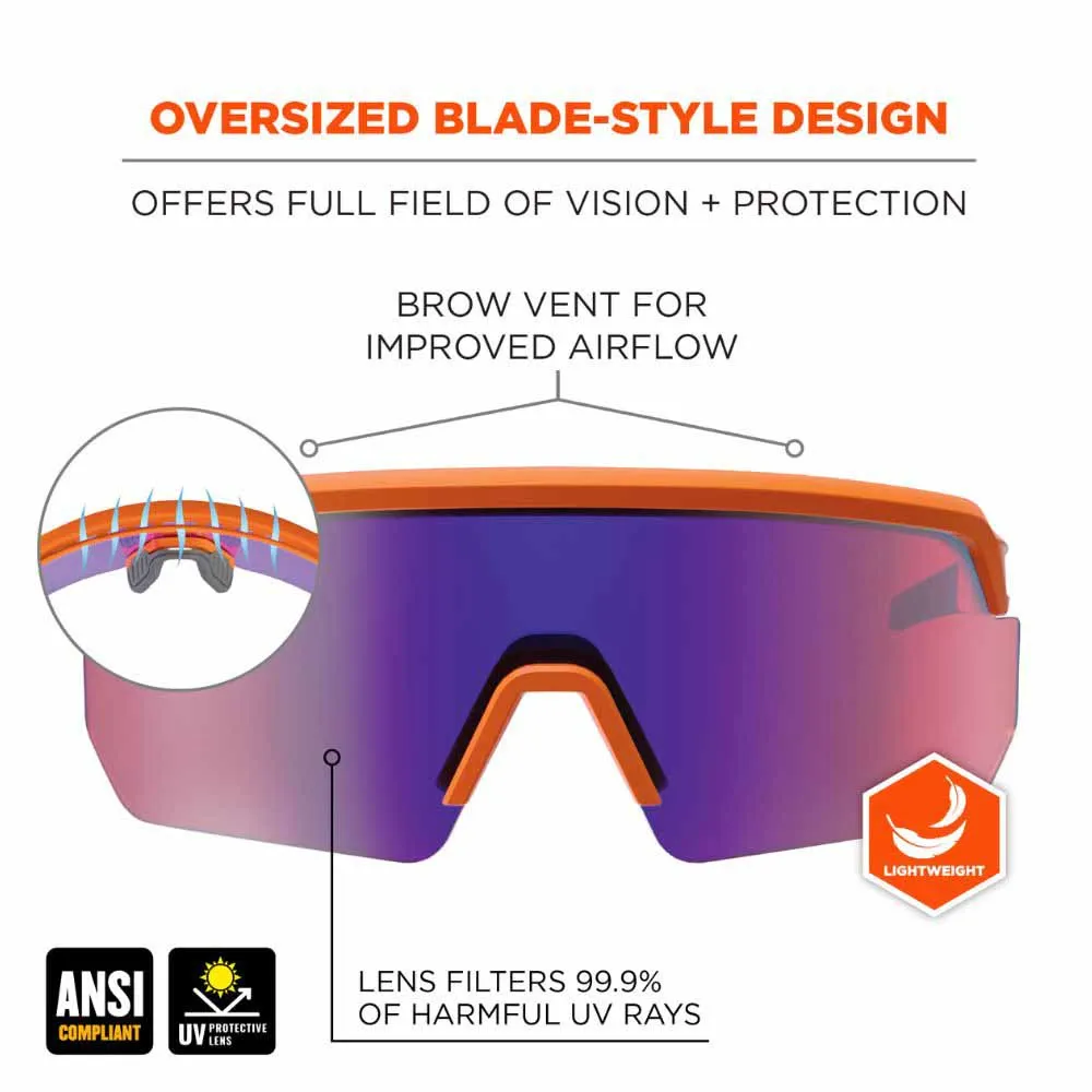 Ergodyne 55020 AEGIR-AFASM Orange Frame Purple Mirror Lens Anti Scratch Anti Fog Safety Glasses