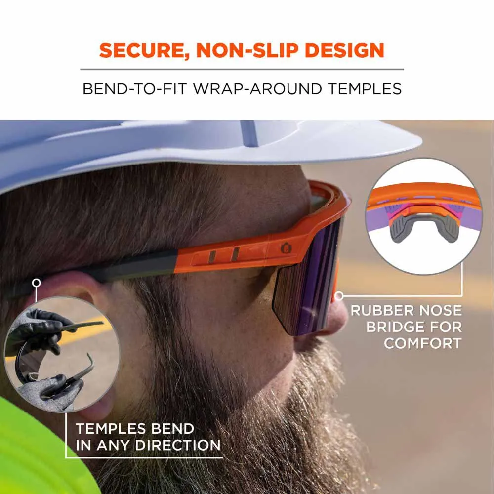 Ergodyne 55020 AEGIR-AFASM Orange Frame Purple Mirror Lens Anti Scratch Anti Fog Safety Glasses