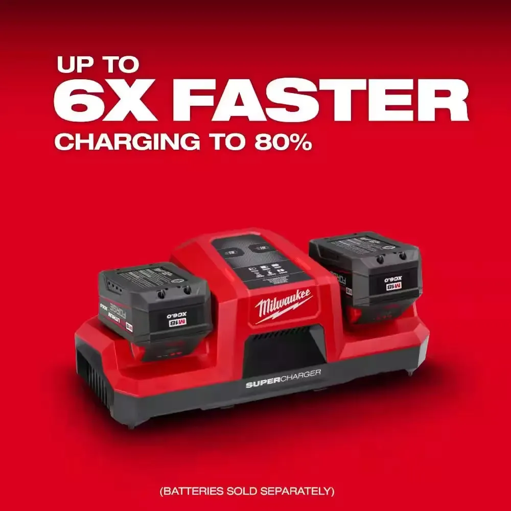 M18 Dual Bay Simultaneous Super Charger with 2-Pack Forge 8 Ah XC8.0 Battery Bundle