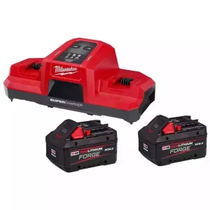 M18 Dual Bay Simultaneous Super Charger with 2-Pack Forge 8 Ah XC8.0 Battery Bundle