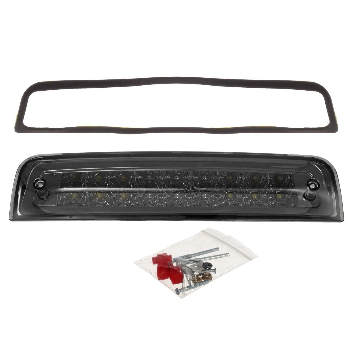 Partsam High Mount Stop Light Third 3RD Brake Light Replacement for Dodge Ram 1500 2500 3500 2009-2017 LED Rear Cab Roof Center Mount Tail Brake Light Cargo Lamp(Smoke Lens Chrome Housing)