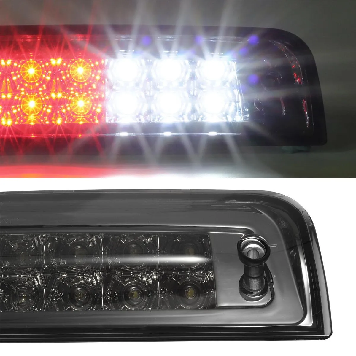 Partsam High Mount Stop Light Third 3RD Brake Light Replacement for Dodge Ram 1500 2500 3500 2009-2017 LED Rear Cab Roof Center Mount Tail Brake Light Cargo Lamp(Smoke Lens Chrome Housing)