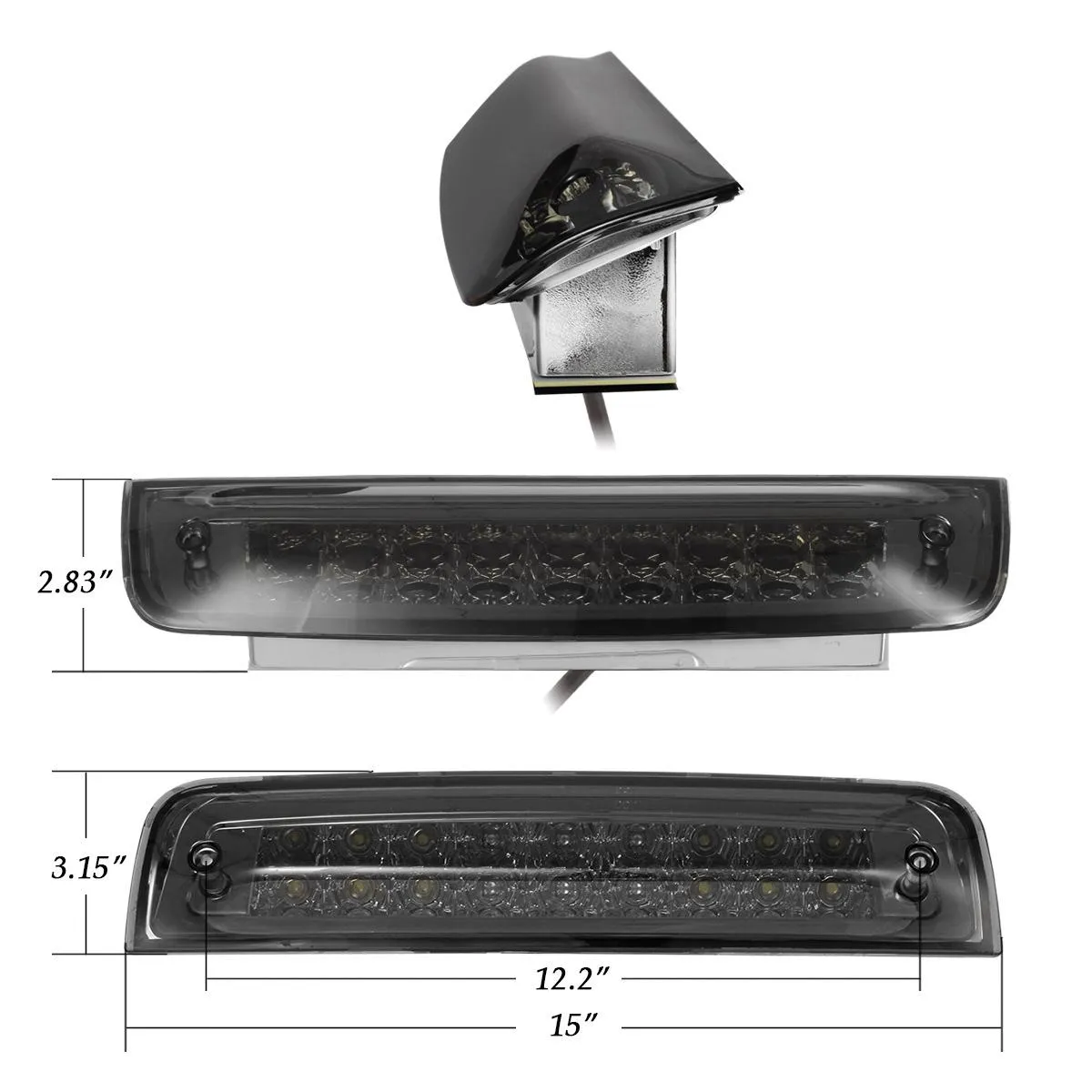 Partsam High Mount Stop Light Third 3RD Brake Light Replacement for Dodge Ram 1500 2500 3500 2009-2017 LED Rear Cab Roof Center Mount Tail Brake Light Cargo Lamp(Smoke Lens Chrome Housing)
