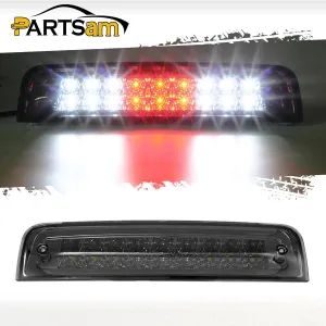 Partsam High Mount Stop Light Third 3RD Brake Light Replacement for Dodge Ram 1500 2500 3500 2009-2017 LED Rear Cab Roof Center Mount Tail Brake Light Cargo Lamp(Smoke Lens Chrome Housing)