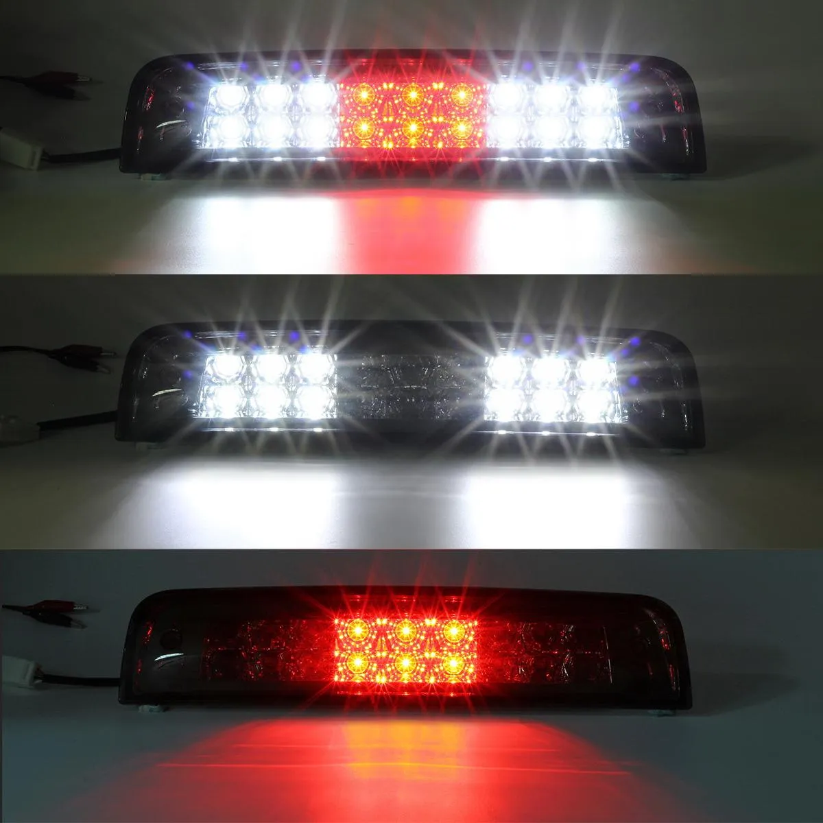 Partsam High Mount Stop Light Third 3RD Brake Light Replacement for Dodge Ram 1500 2500 3500 2009-2017 LED Rear Cab Roof Center Mount Tail Brake Light Cargo Lamp(Smoke Lens Chrome Housing)