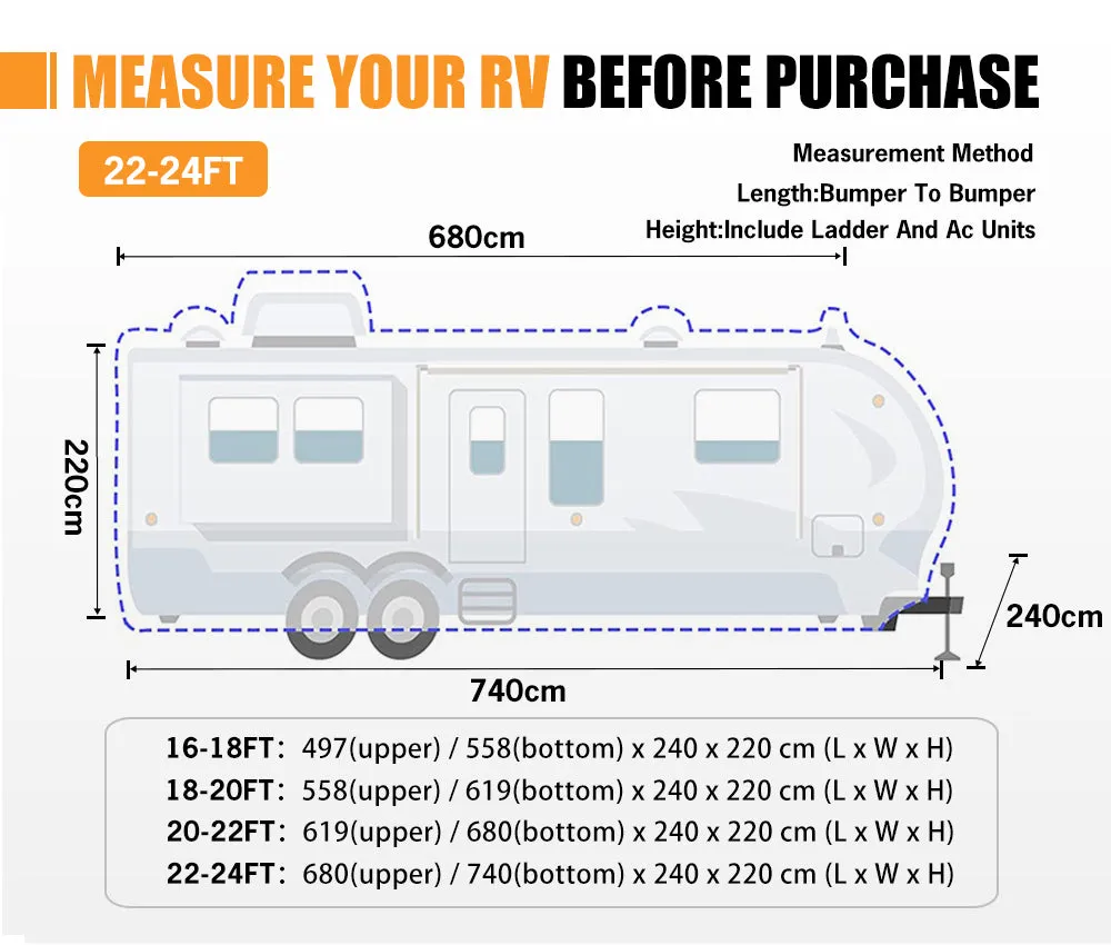 San Hima Heavy Duty 22-24ft 4 Layer Caravan Campervan Cover UV  Carry bag