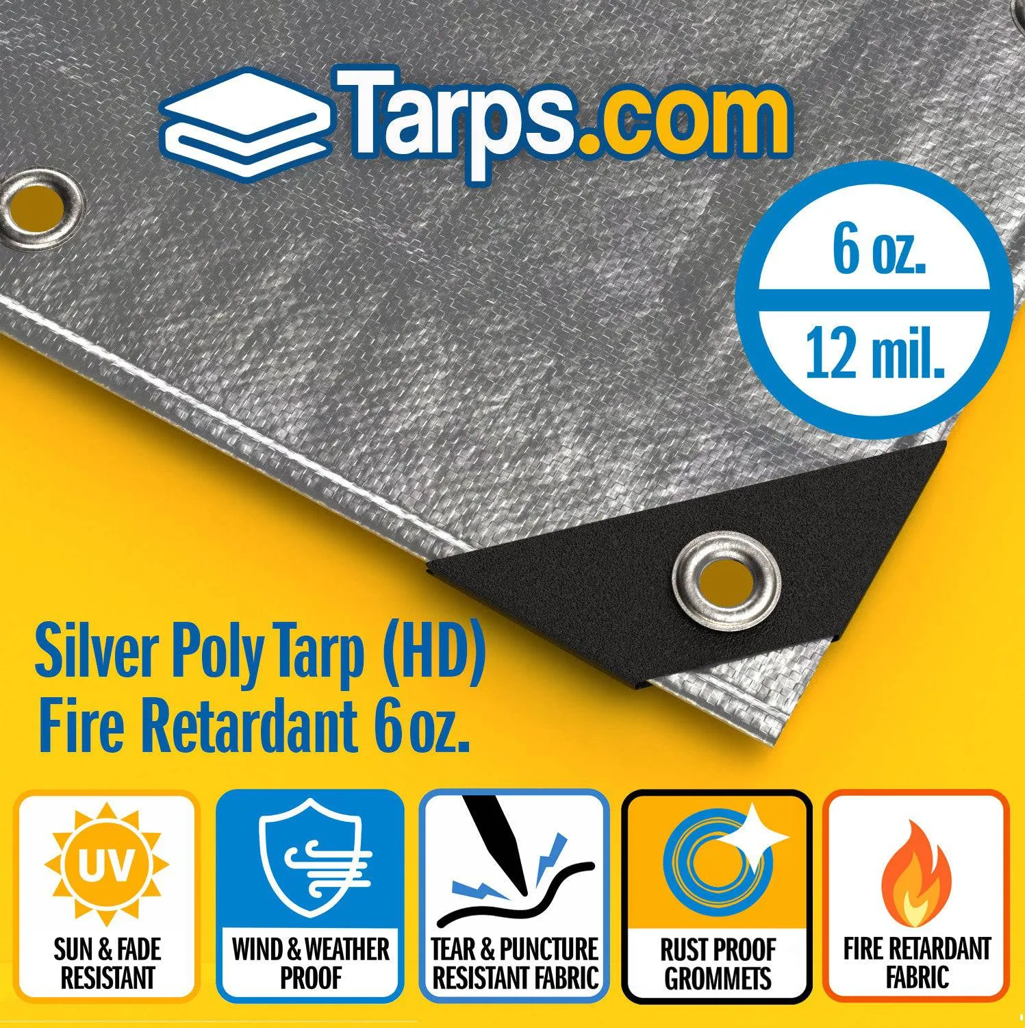 Silver Heavy Duty Poly Tarps - Fire Retardant