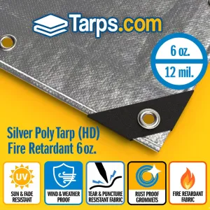 Silver Heavy Duty Poly Tarps - Fire Retardant
