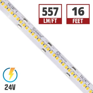 Valent X High Density LED Strip Light, 16ft Reel, 3000K, 557 Lumens per Ft, 24V