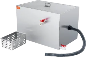 Vevor Grease Trap 40 Lbs Capacity 9.96 GPM Stainless Steel Commercial Wastewater Oil Interceptor New